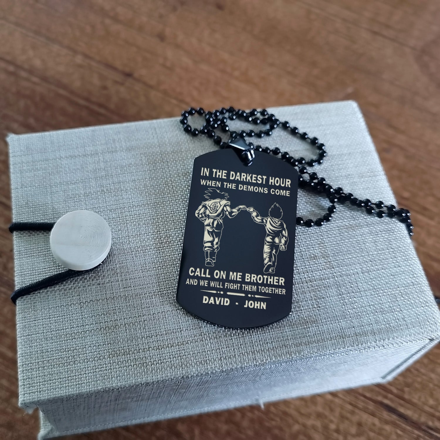 Personalized One Sided Dog Tag Call On Me Brother And We Will Fight Th